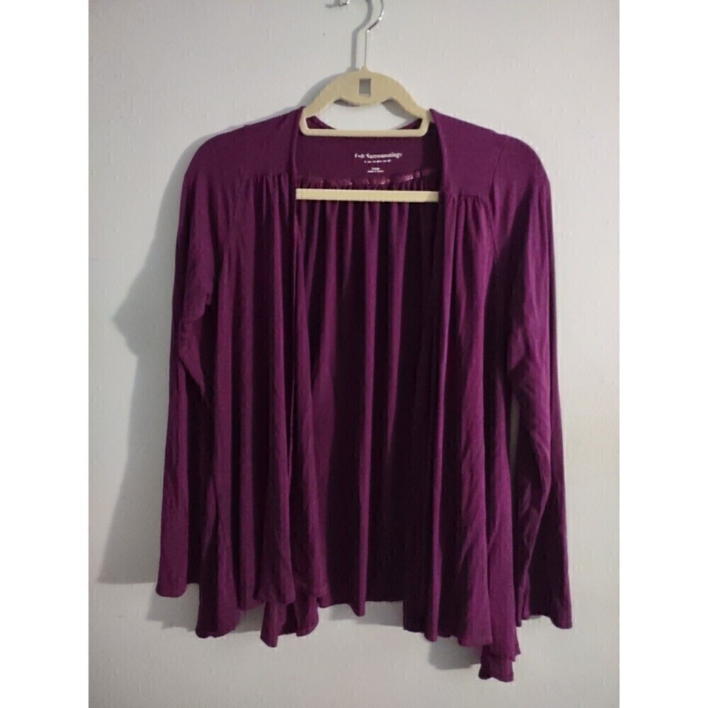 Soft Surroundings Purple Lightweight Rayon Open Cardigan Medium